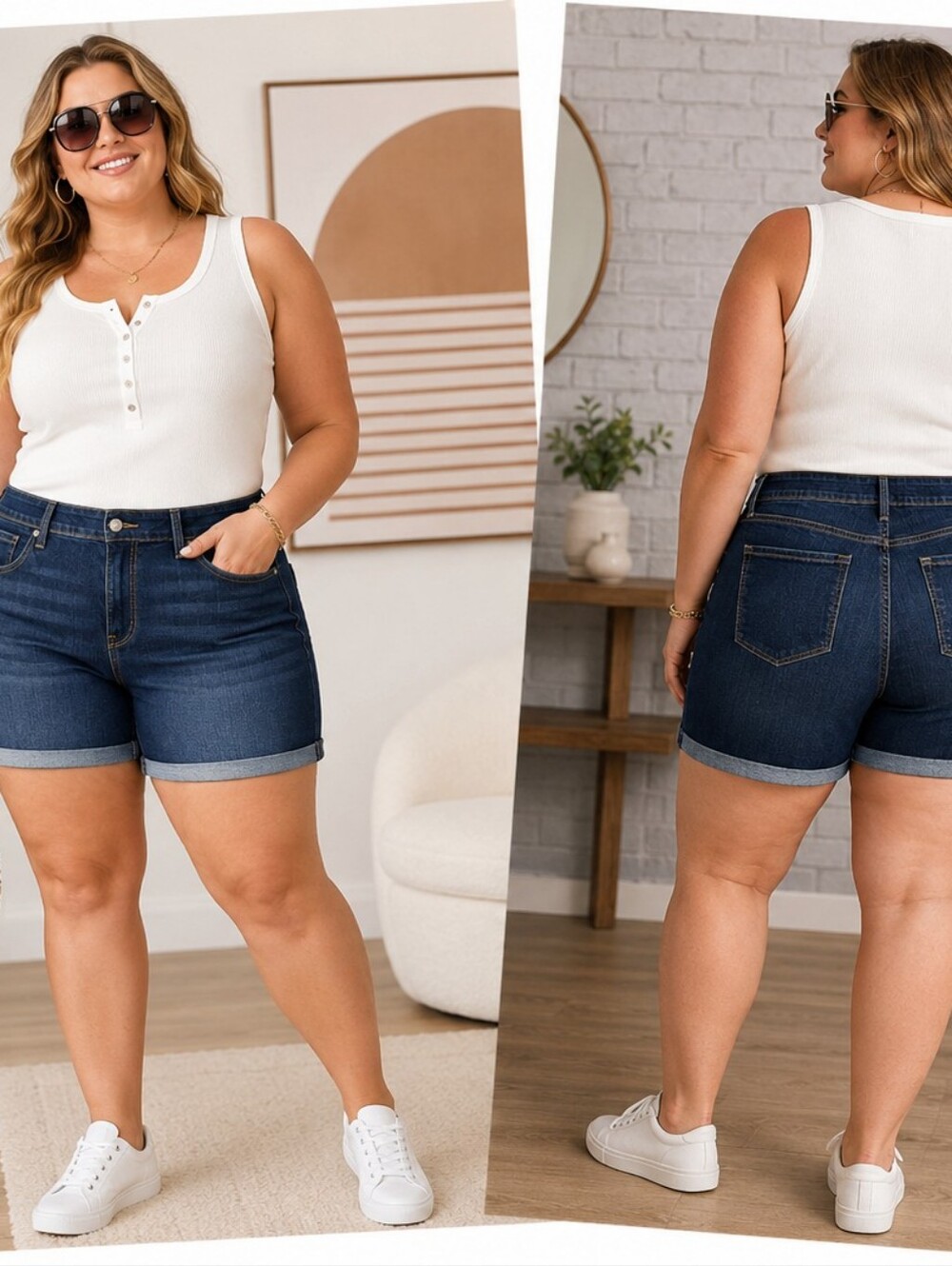 Denizen from Levi’s High Rise Cuffed Denim Shorts Women’s 18W Dark Wash Stretch